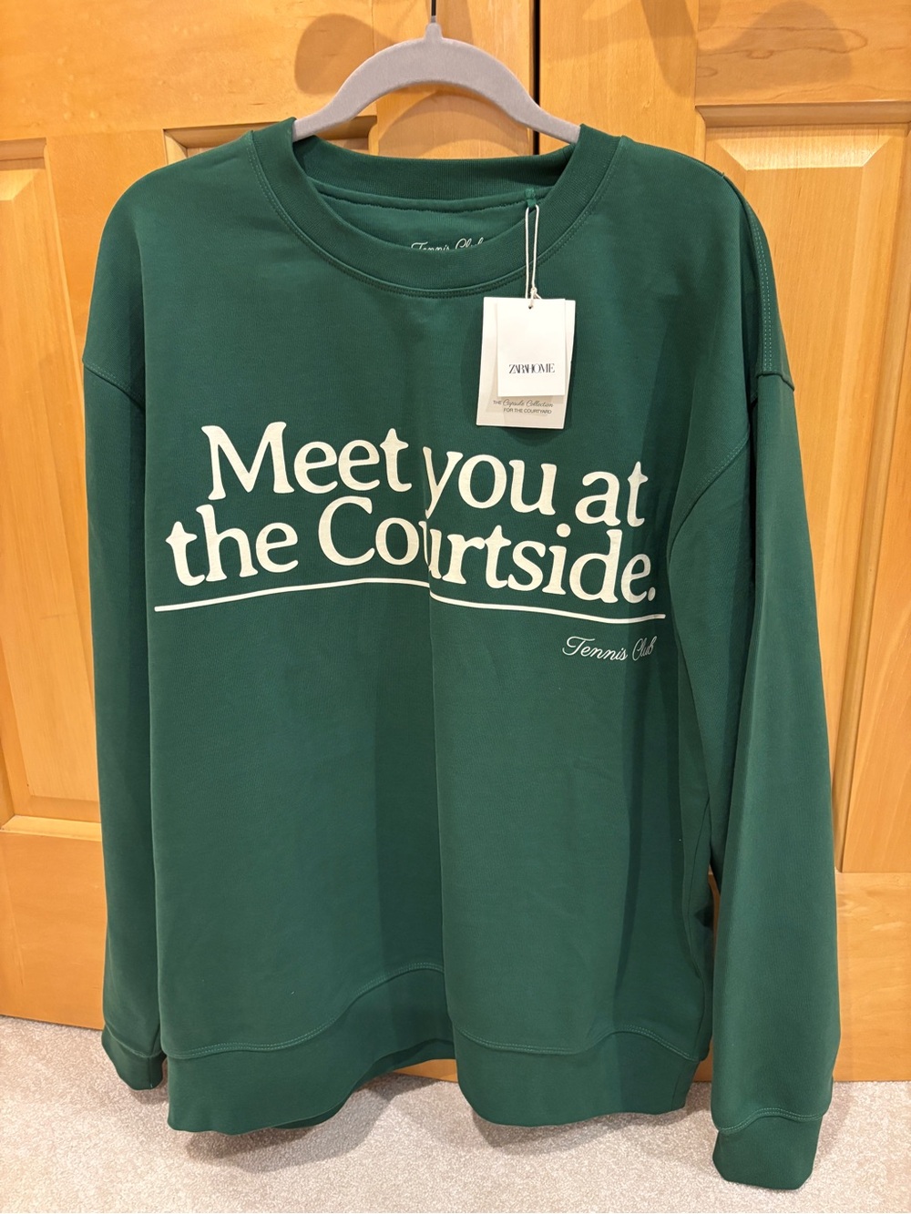 NWT Zara Tennis Club 'Meet You at the Courtside' Crewneck Sweatshirt size L/XL